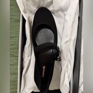 Larroude black suede Mary Jane’s